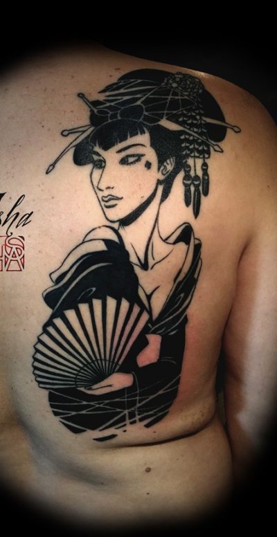 isha-daw-tattoo-geisha-noiretblanc-Loches